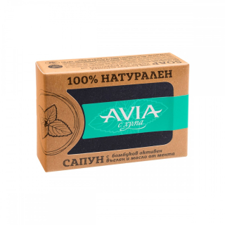 AVIA 100% přírodní mýdlo s bambusovým aktivním uhlím a mátovým olejem, 110gr